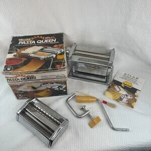 Atlas Pasta Queen Marcato Deluxe 150mm Pasta Maker Machine Italy w/ Box Manual